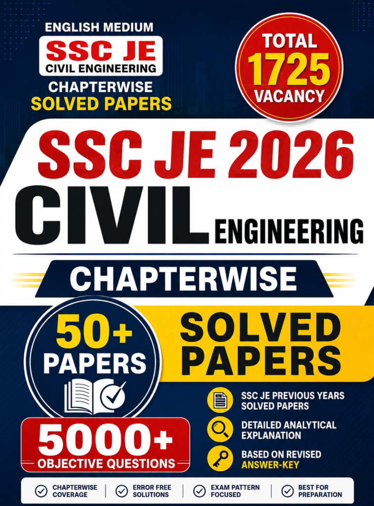 SSC JE 2026, Civil Engineering, 50+ Chapterwise Solved Papers PDF,
